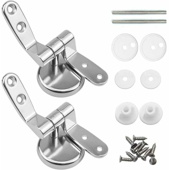 Toilet Seat Hinge Set, Set of 2 Replacement Toilet Seat Hinges with Zinc Alloy Fixings