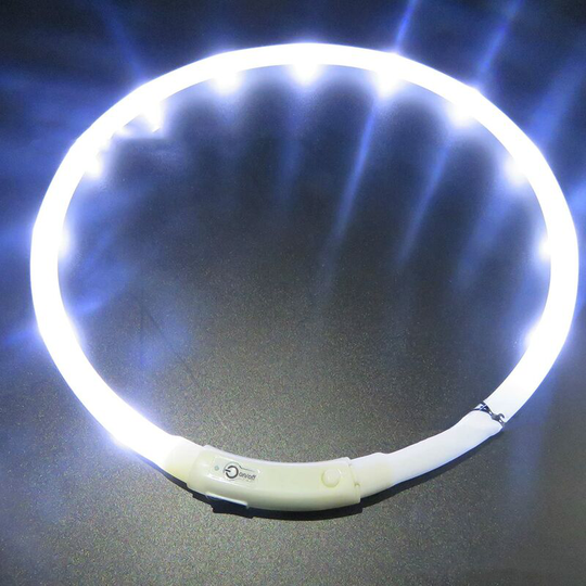 Medium led Dog Collar, usb Rechargeable Waterproof Silicone Reflective Adjustable Luminous Dog Collar Medium Size Cable - White (m)