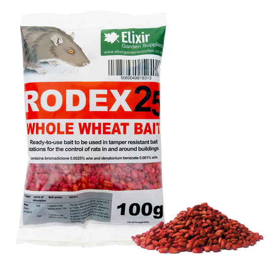 (Rodex 100g Packet, 6) Rodex Rat & Rodent Killer Poison & Pest Control | Ready to Use Bromadiolone Whole Wheat Bait | 100g Packet