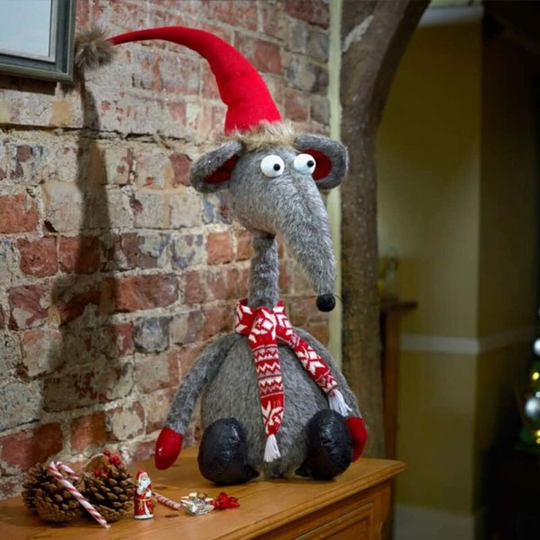Christmas Rat Decoration Collectable Xmas Rodent Ornament Festive - 84cm