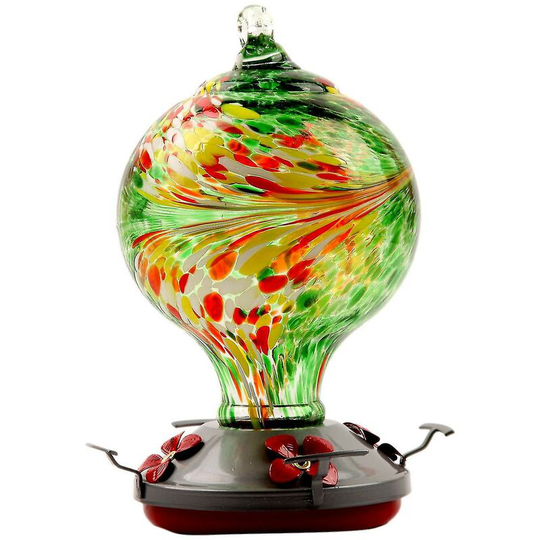 Bird Feeders For Outdoors, Hand Blow Glass Bird Feeder, (green)