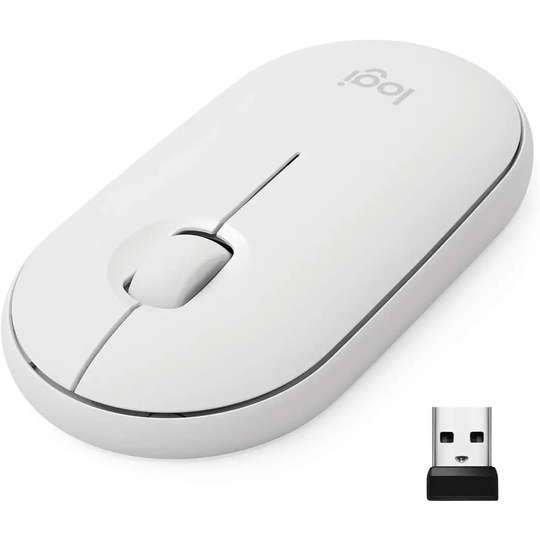 Logitech M350 Pebble Wireless Mouse, Bluetooth or 2.4 GHz with Mini usb Receiver, Mouse for Computer with Silent Click, Laptop/Notebook/PC/Mac/iPad