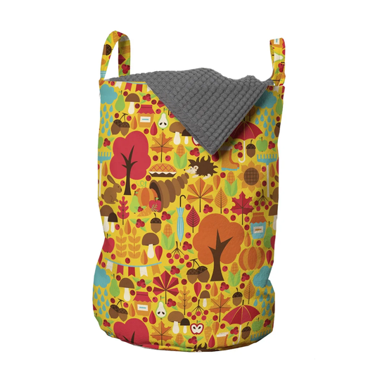 Happy Doodle of Forest Rabbit Laundry Bag