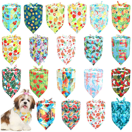 Readcly - 20 Pack Holiday Dog Bandana Scarves Accessories St. Patrick's Day Easter Independence Adjustable Holiday Dog Bandanas Pet Scarf Soft Bibs