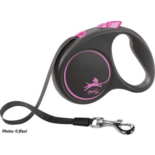Tape Dog Lead (5m) (Black/Baby Pink) - Black/Baby Pink - Flexi