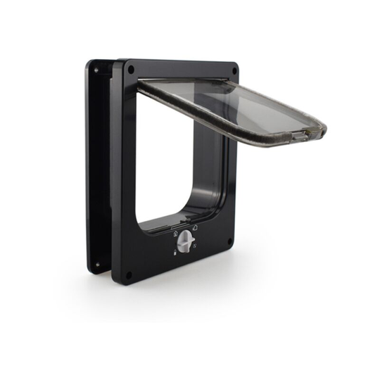 4 Position Cat Flap with Tunnel, Black 15 15.5cm