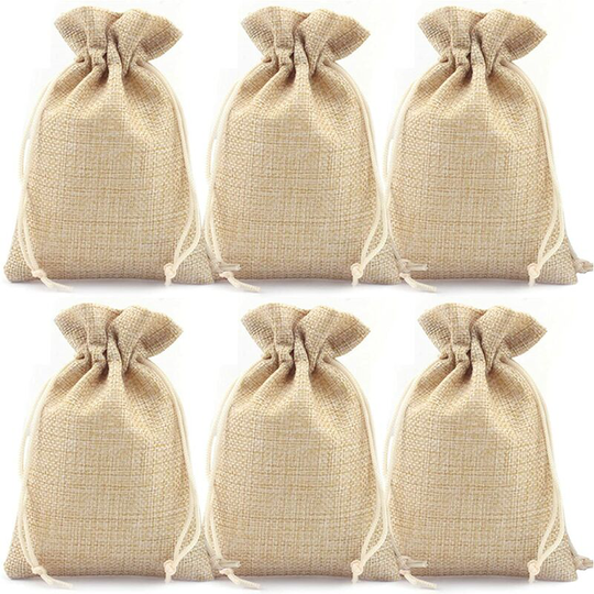 Ilovemilan - 50 Pack Burlap Drawstring Gift Bags, Burlap Bags, Candy Bags, Treat Bags for Christmas Wedding Party and diy Packaging (4 x 6 inch - 10