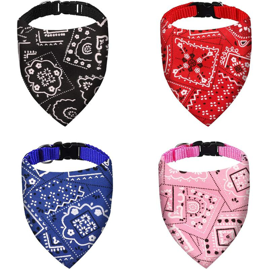 4 Packs Dog Bandanas,Triangle Pet Bibs,Dog Bandana Collar,Kerchief Scarf,Adjustable Strappy Handkerchiefs,Washable Accessories for Small Medium Large