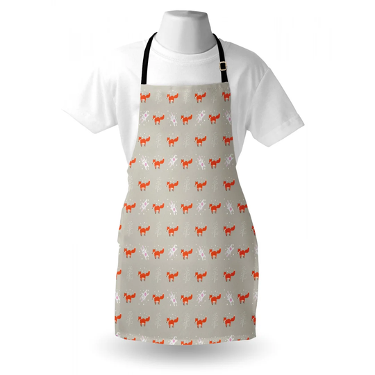 Foxes and Rabbits Having Fun in Pine Forest Apron