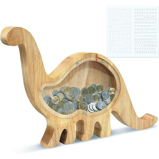 Perle Rare - Wooden Piggy Bank, Dinosaur/Motorcycle/Fox/Rabbit Piggy Bank Personalized Toys for Girls and Boys, Christmas/Easter/Festival/Birthday