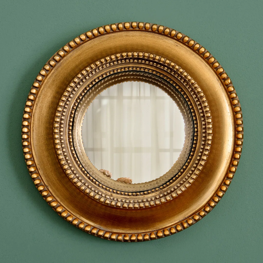 Aster Round Metal Framed Wall Mounted Accent Mirror in Gold