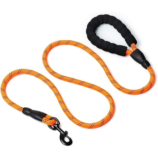 Dog Leash Rope, Nylon Dog Leash with Padded Handle and Reflective Wires, 150CM Strong Dog Leash Rope (Orange)