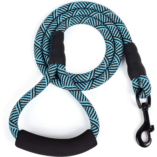 Nylon Dog Climbing Leash with Soft Handle - 1.5m - Black Turquoise Green