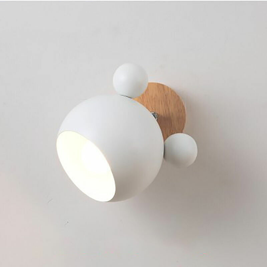 Bearsu - Wall Lamp Creative Simple Personality Bedroom Mickey Log Warm Cartoon Children's Room Bedside Lamp (White)