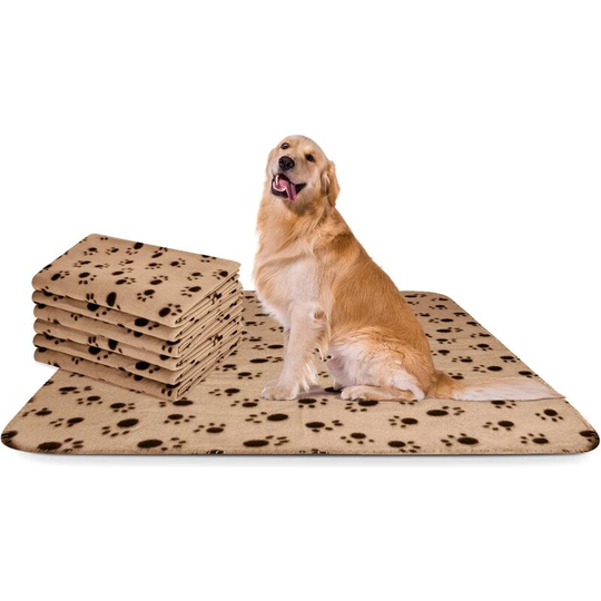 Rhafayre - 6 x Soft Plush Blankets Mats for Dogs, Mats for Cats, Rabbits and Other Pets Washable Beige 120 * 100 cm