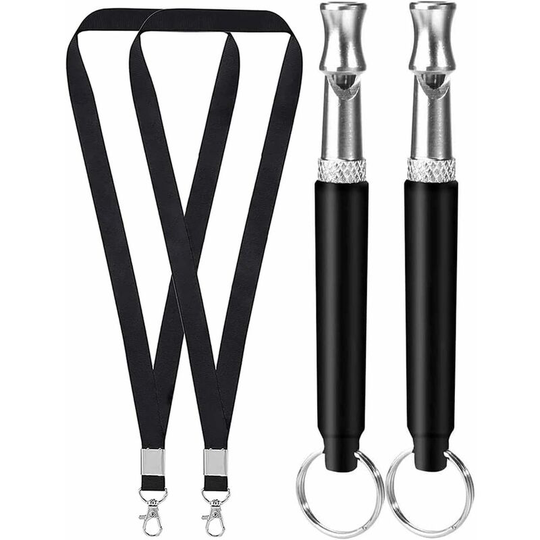 Heguyey - Dog Whistle, 2 Pieces Professional Ultrasonic Whistle, Adjustable High Frequency Dog Accessories, with Lanyard Dog Training Kit Dog Whistle