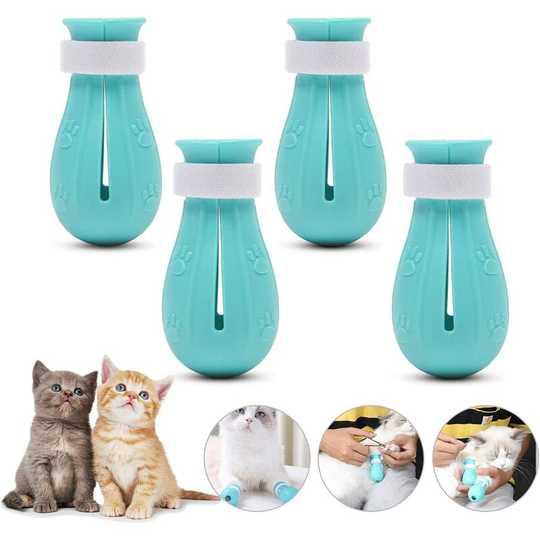 Langray - 4pcs Cat Scratch Resistant Boots, Cat Scratch Resistant Boots, Cat Scratch Resistant Bathing Shoes Cat Adjustable Silicone Boots Pet Foot