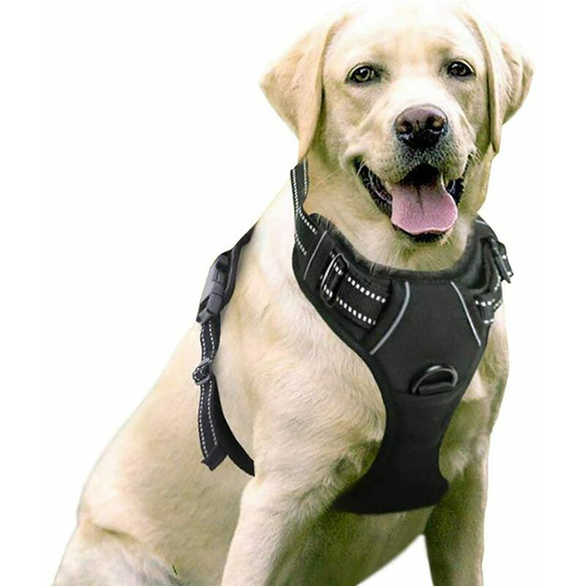 Kartokner - Black Color Easy Fit Dog Harness Anti Pull Dog HarnessAdjustable Reflective Harness with Front Clip Harness for Medium Large Dogs