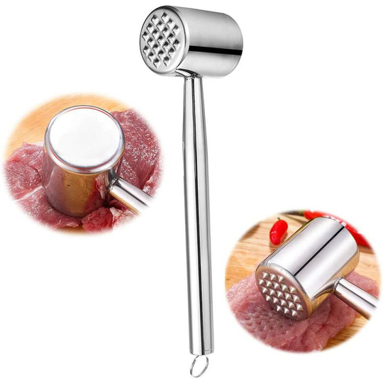 Stainless Steel Meat Hammer, Meat Tenderizer Double Sided Hammer, Home Meat Tenderizer Hammer Beater Kitchen Craft for Chicken/Beef/Pork/Nuts