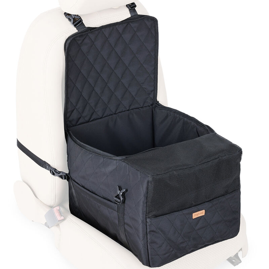 Dog Car Seat Booster Seat with Mat Adjustable Straps for Small Medium Dogs Cats Pet Carrier (Black)
