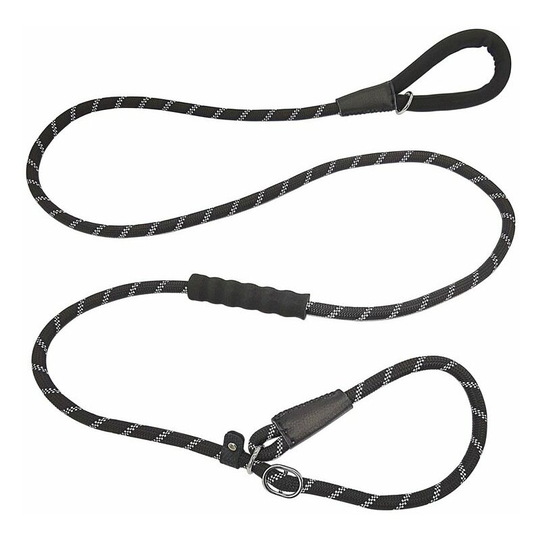 220cm Durable Dog Leash with Double Handle and Reflective Threads for Small Medium and Large Dogs Walking and Running (Black)