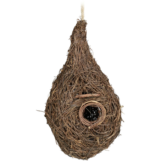 Relaxdays - Bird Nest, Tear Shape, For Hanging, Cages, Small Animals, h x w x d: 30 x 16 x 16 cm, Straw, Natural