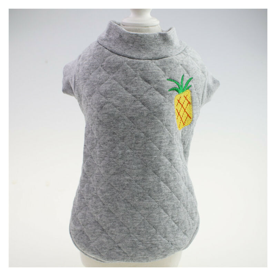 Dog shirt, pit bull pet clothes fall and winter clothes for small dogs dog clothing Teddy Bichon Boomerang two feet gray bodysuit. (Gray pineapple