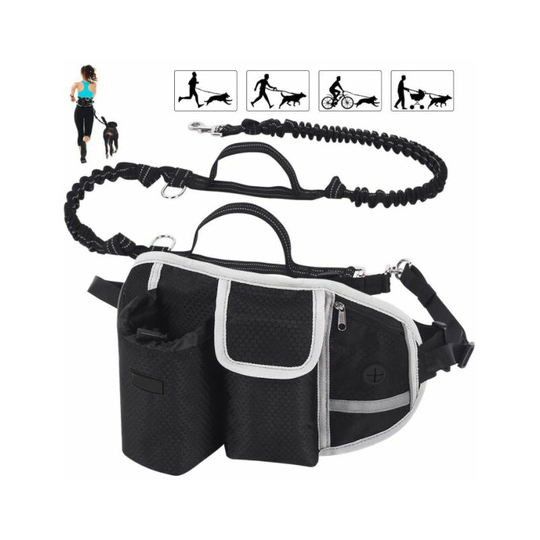 Pet Training Pockets, Pet Snack Bags, Artifacts for Walking Dogs, Convenient Running Pockets, Hands Free Dog Leashes, Black