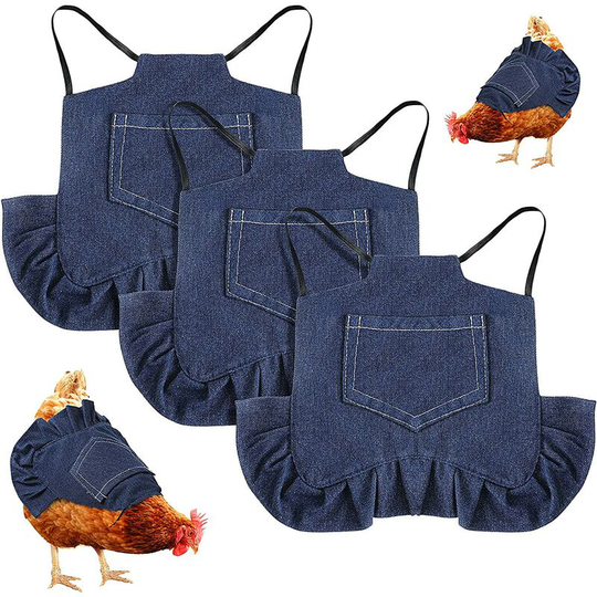 3 Pieces Standard Chicken Saddle Hen Apron Hen Saddle Single Strap Denim Apron Jacket Poultry Protector Apron Supplies to Protect Back and Wing