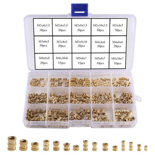 Threaded Insert Female Thread M2 M3 M4 M5 Brass Threaded Bushings for 3D Printing 330pcs