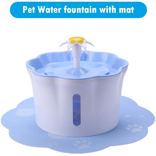 Asupermall - 2.6L Automatic Pet Water Fountain Silent Drinking Electric Water Dispenser Feeder Bowl for Cats Dogs Multiple Pets with 1 Mat