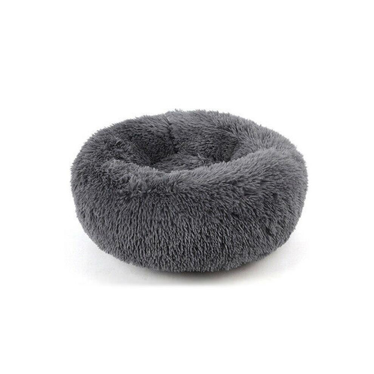 (Dark Grey, M / 60cm) Washable Calming Comfy Donut Style Plush Cat Dog Pet Bed