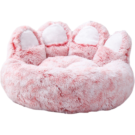 Plush Dog Bed Bear Paw Shape Pet Bed for Cats and Dogs Cute Soft Dog Basket, Pink l - Pink l