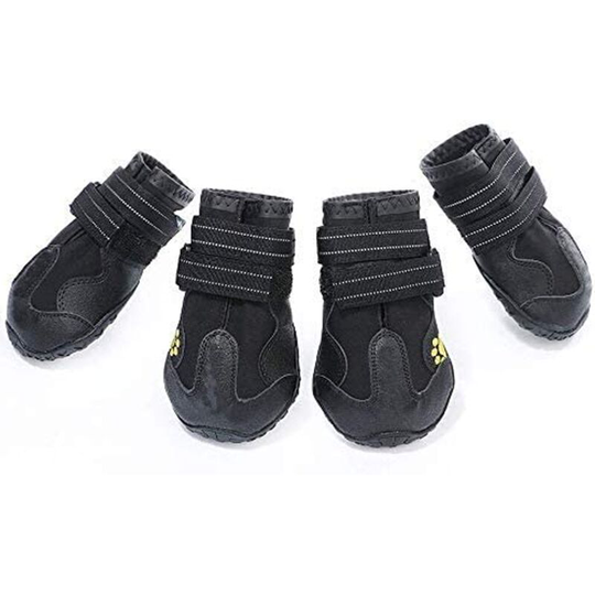 Anti-slip Dog Paw Boots, Waterproof pu Leather Dog Protective Shoes for Ground Walking, Outdoor Sports, Puppy (Black,Number 2)