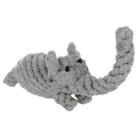 Dog Rope Chew Toy Cotton Rope Bite Resistant Design Pet Teeth Cleaning Gifts elephant - Muff