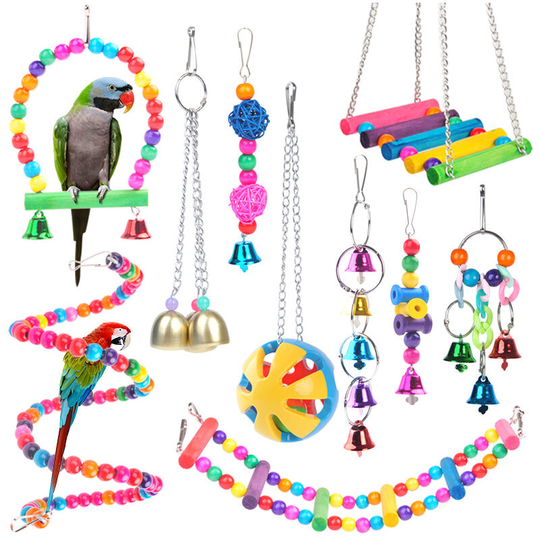 Parrot Bird Toy Hanging Cage Rainbow Swing Cross Border Bridge Parrot Toy Set Bird Supplies