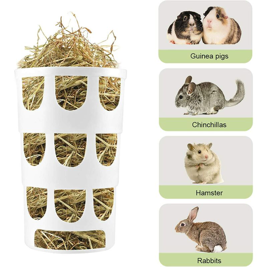 Workshop at Hay for Small Animals, Food Dispensers Porous Hangable Plastic Feeding Bowl, Cage Accessories for Rabbits Hamster Chinchillas - Khaki