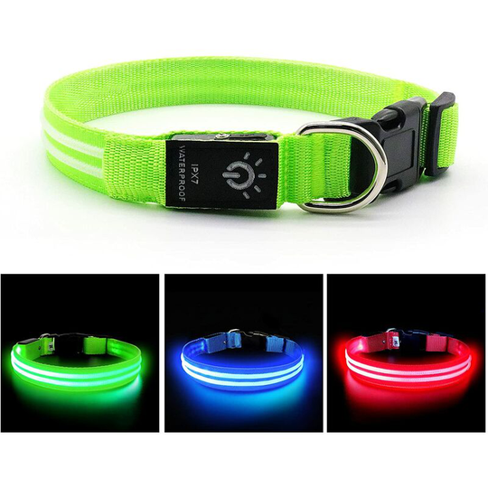 Rechargeable Light Up Dog Collar, led Flashing Safety Collar One Size Fits All Dogs, for Small Medium Large Dogs Running at Night