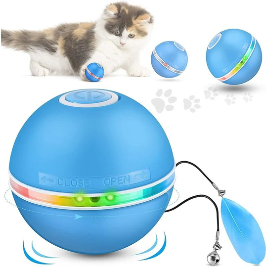 Litzee - Interactive Cat Balls with led Lights, Automatic Cat Balls, 360 Degree Self-Rotating, usb Charging, for Pets, Dogs and Kittens, Blue