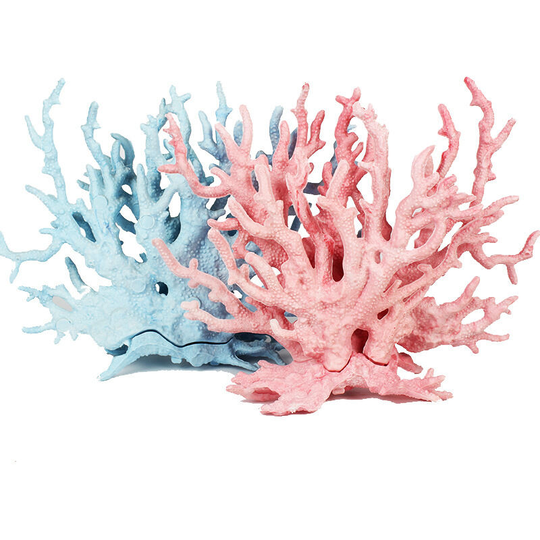 Set of 2 Aquarium Coral Decor Pink and Blue Fake Coral Ornaments Artificial Plants Fish