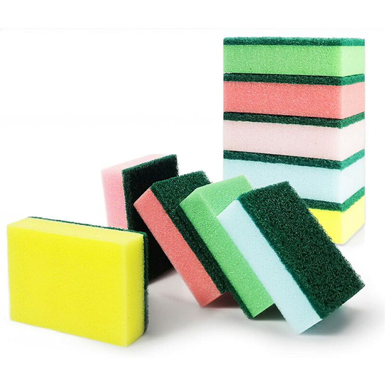 Scrubbing Dish Sponge Soft Grip Anti-Scratch Foam Hand Pads Double Sided Heavy Duty Kitchen Sponge, Assorted Colors (10 Pack)