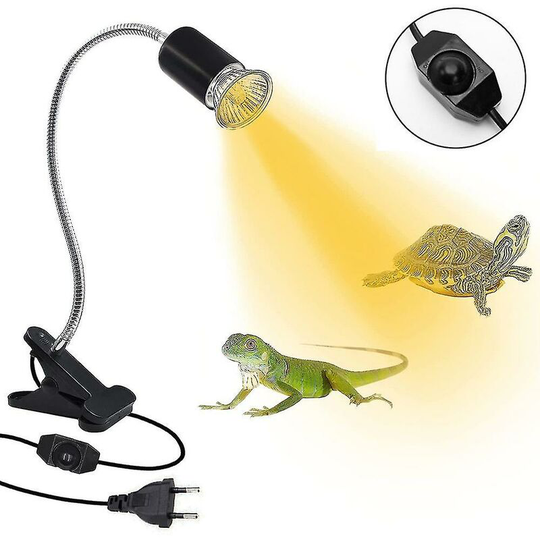 Reptile Heat Lamp Tortoise Basking Spot Lamp Turtle 360rotatable Light Clamp Flexible Ceramic Clip Desk Light Holder Socket With Dimmable Switch For