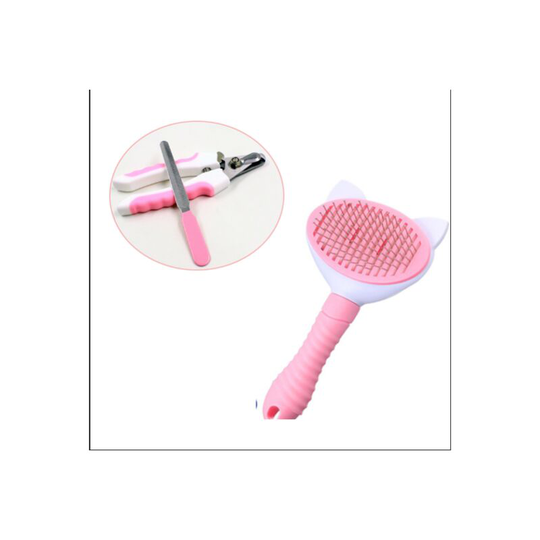 3-piece set dog brush, cat brush, claw scissors, undercoat brush, long hair, short hair, pet brush and claw scissors for dogs, cats, rabbits and