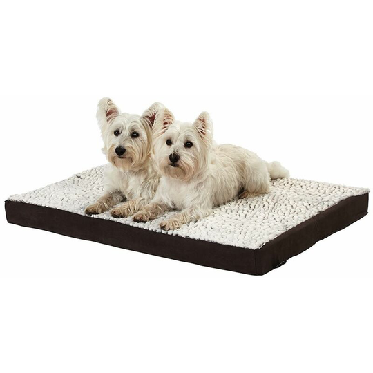 Ultra Soft Fur Washable Dog Pet Mattress Basket Bed Cushion Fleece Pillow - Brown - Medium - Bunty