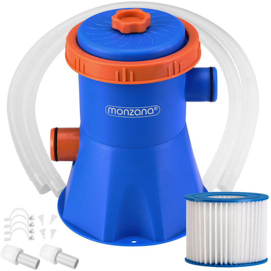 Monzana - Pool Pump 1140, 2280, 3400, 3800 L/h Flow Rate 15-90W Pump Output Hoses Filter Cartridge Filter Pump 15Watt 195x160x160 mm (de)