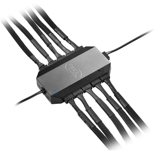 DeepCool Fh-10Hub for fans, powers up to fans (3 or 4 pin) with pwm, occupies a single 4 pin motherboard
