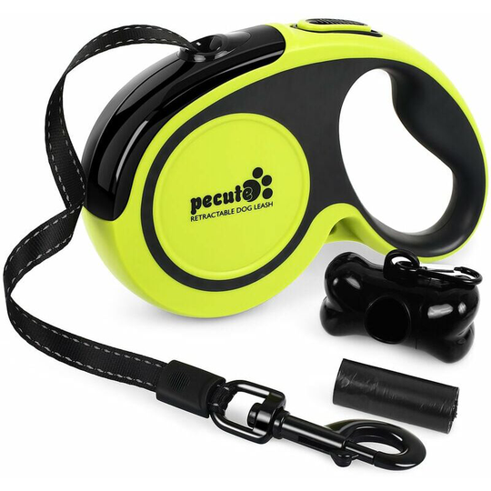 Bearsu - Retractable Dog Leash 5m, Retractable Dog Leashes (Up to 50Kg), with Stop Button Lock, Nylon Tape with Reflective Stitching, for Small,