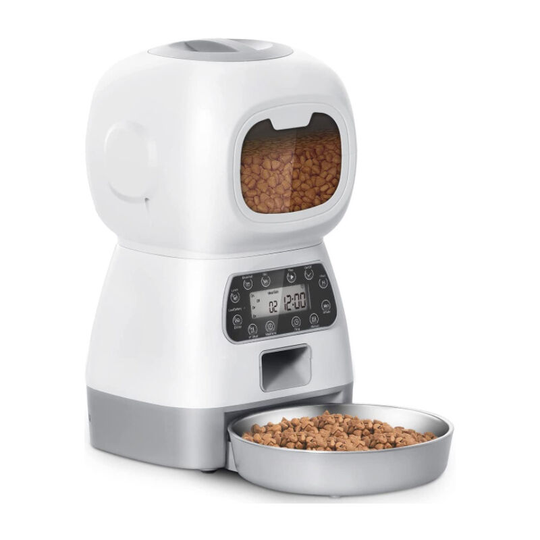 Deckon - Automatic Feeder for Cat and Dog with Stainless Steel Food Bowl, with Stainless Steel Bowl, 10s Voice Programmable 1 to 4 Meals (3.5L)