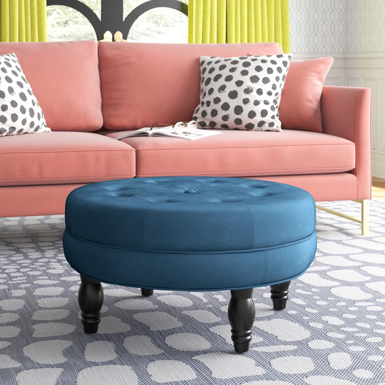 Acree 75Cm Wide Velvet Tufted Round Cocktail Ottoman