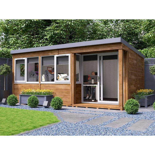 Dunster House Ltd. - Garden Office Helena Right 5.5m x 3.5m - Insulated Home Office Studio Pod Study Room Double Glazing Pressure Treated
